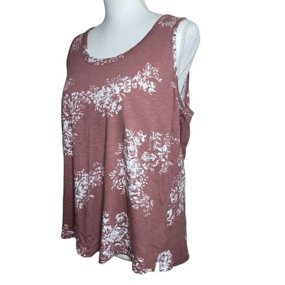 Maurices 24/7 Activewear Tank Sleeveless Shirt Brown Floral Womens Large - Picture 7 of 7